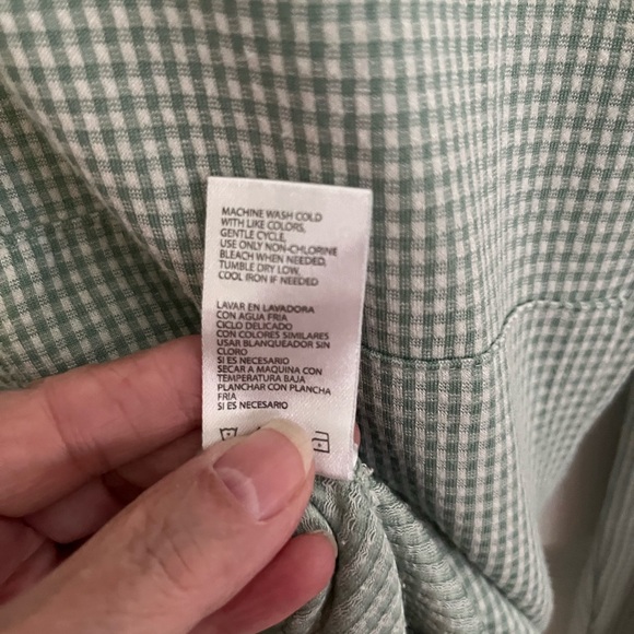 Weatherproof Vintage High/low Green Gingham Hoodie Top - Picture 5 of 6